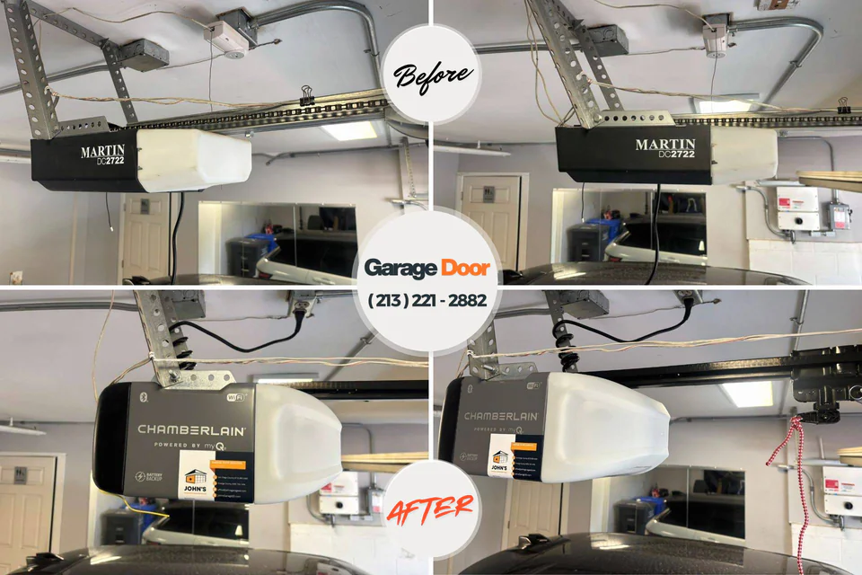 Before and after: garage door repair Carencro, LA